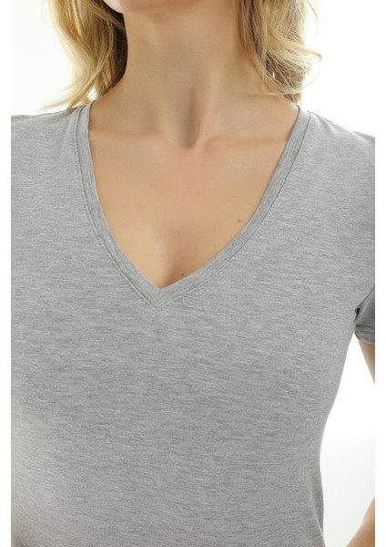 Kısa Kollu V Yaka Slim Fit Kadın Body T-Shirt 2036 modelleri