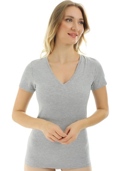 Kısa Kollu V Yaka Slim Fit Kadın Body T-Shirt 2036 indirimleri
