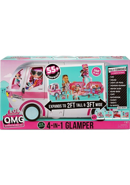 Toychick Lol Sürpriz Omg Glamper Moda Karavan 4 In 1 Bebek Oyun Seti 55+ Sürpriz-Mobilyalı-Işıklı Havuzlu