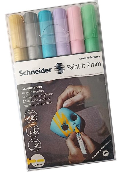 Akrilik Markör 2mm 6 Pastel Parlak Renkler Set 1 Paket Metal Cam Mantar Plastik Kumaş Deri Beton Boyama Için Ideal