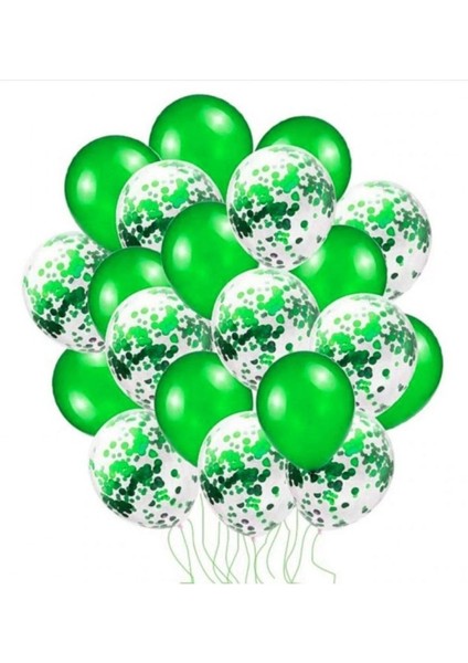 20 Li Yeşil Konfetili Balon Seti