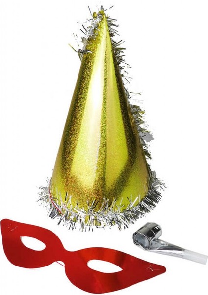 10 Adet Katyon Şapka Maske Kaynandili 3 Lü Set Altın Pk:1