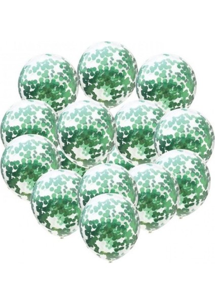 10 Lu Yeşil Konfetili Balon Seti