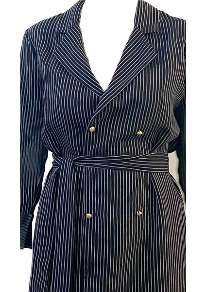 Beyaz Çizgili Düğme Detaylı Kuşaklı Siyah Mini Kadın Abiye Elbise Tasarım Hediye Büyük Beden fiyatları