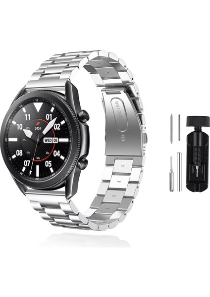 Samsung Galaxy Watch 3 45MM Uyumlu Kordon Paslanmaz Çelik Kordon Ayarlama Aparatlı