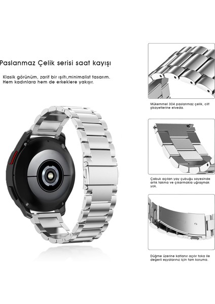 Samsung Galaxy Watch 4 40MM Uyumlu Kordon Paslanmaz Çelik Kordon Ayarlama Aparatlı fiyatları