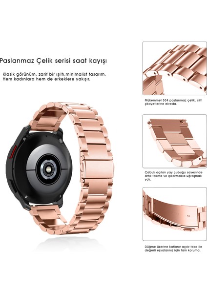 Samsung Galaxy Watch 4 44MM Uyumlu Kordon Paslanmaz Çelik Kordon Ayarlama Aparatlı