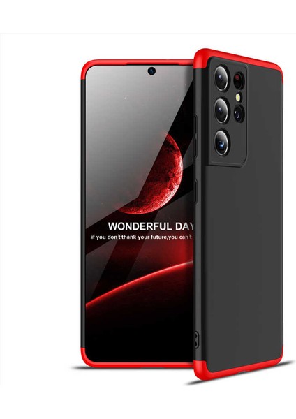 Samsung Galaxy S21 Ultra Kılıf 360 Tam Koruma Ön ve Arka Sert Mika Kapak Orjinal Ays Gkk Kapak