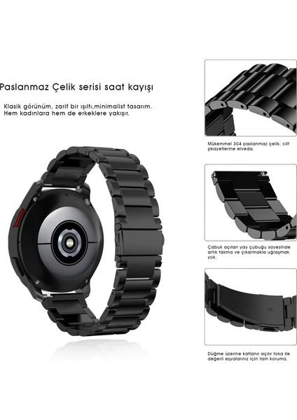Samsung Galaxy Watch 4 44MM Uyumlu Kordon Paslanmaz Çelik Kordon Ayarlama Aparatlı fiyatları