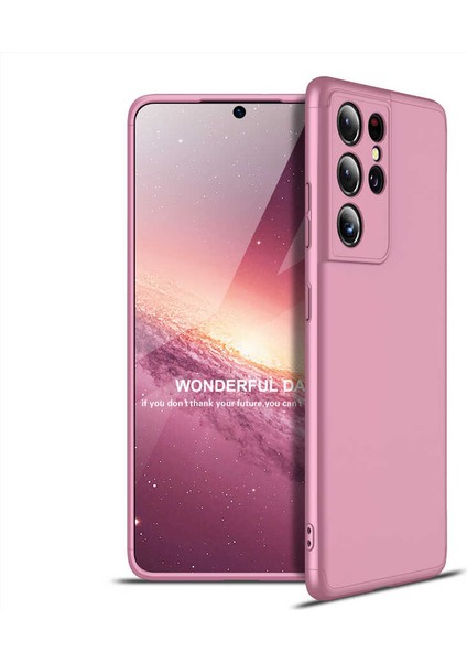 Samsung Galaxy S21 Ultra Kılıf 360 Tam Koruma Ön ve Arka Sert Mika Kapak Orjinal Ays Gkk Kapak