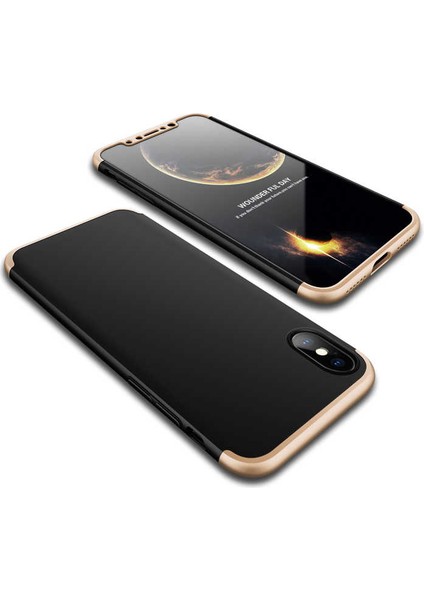 Apple Apple iPhone x Kılıf 360 Tam Koruma Ön ve Arka Sert Mika Kapak Orjinal Ays Gkk Kapak