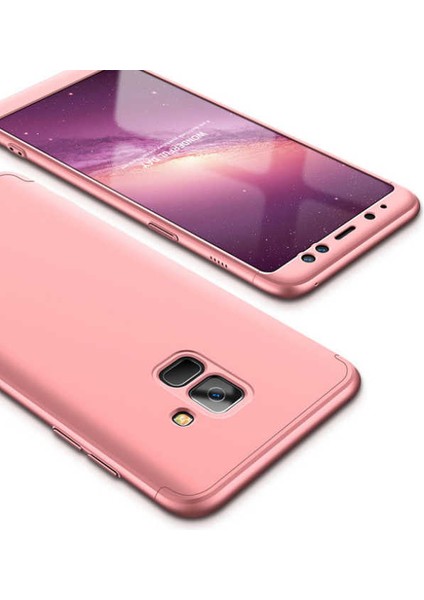 Samsung Galaxy A8 Plus 2018 Kılıf 360 Tam Koruma Ön ve Arka Sert Mika Kapak Orjinal Ays Gkk Kapak