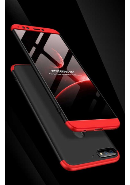 Huawei Y7 2018 Kılıf 360 Tam Koruma Ön ve Arka Sert Mika Kapak Orjinal Ays Gkk Kapak