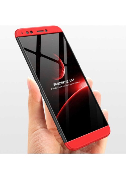 Huawei Y7 2018 Kılıf 360 Tam Koruma Ön ve Arka Sert Mika Kapak Orjinal Ays Gkk Kapak