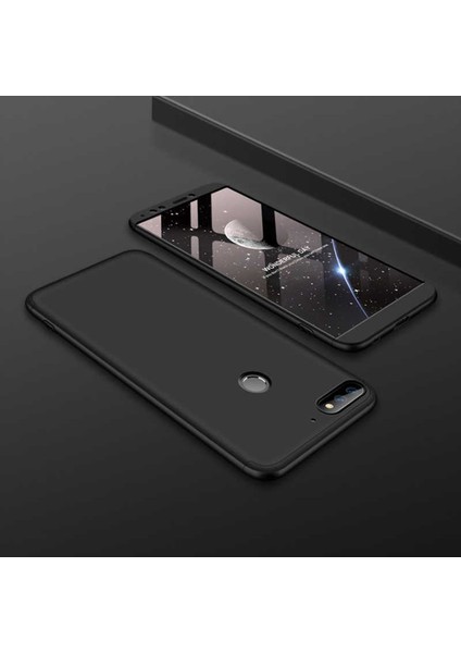 Huawei Y7 2018 Kılıf 360 Tam Koruma Ön ve Arka Sert Mika Kapak Orjinal Ays Gkk Kapak