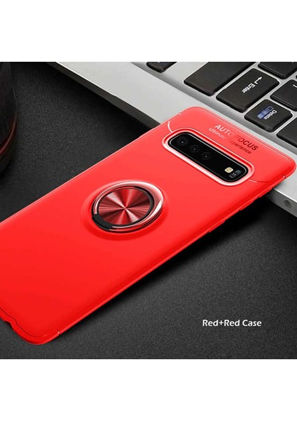 Samsung Galaxy S10 Kılıf Kamera Çıkıntılı Renkli Yüzüklü Standlı Mıknatıslı Kapak (Ravel)