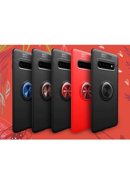 Samsung Galaxy S10 Kılıf Kamera Çıkıntılı Renkli Yüzüklü Standlı Mıknatıslı Kapak (Ravel) modelleri
