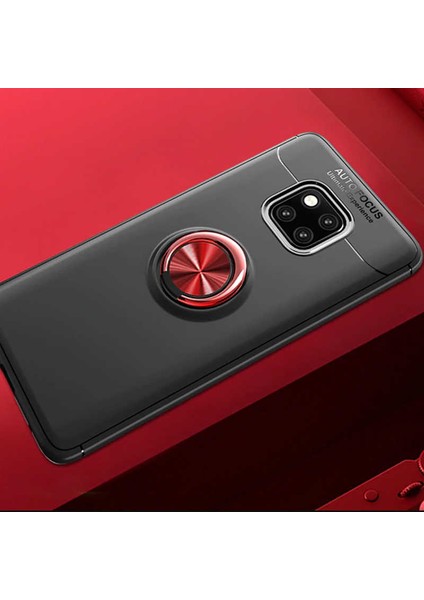 Huawei Mate 20 Pro Kılıf Kamera Çıkıntılı Renkli Yüzüklü Standlı Mıknatıslı Kapak (Ravel)
