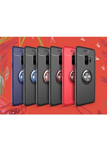 Samsung Galaxy S9 Kılıf Kamera Çıkıntılı Renkli Yüzüklü Standlı Mıknatıslı Kapak (Ravel) modelleri