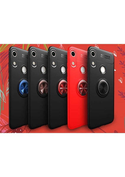 Huawei Honor 8A Kılıf Kamera Çıkıntılı Renkli Yüzüklü Standlı Mıknatıslı Kapak (Ravel) modelleri