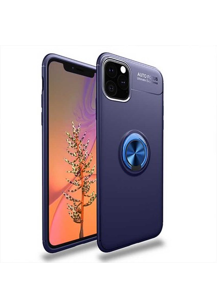 Apple iPhone 11 Pro Max Kılıf Kamera Çıkıntılı Renkli Yüzüklü Standlı Mıknatıslı Kapak (Ravel)