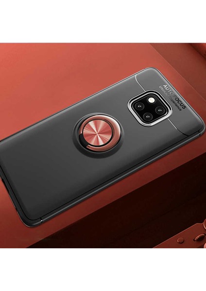 Huawei Mate 20 Pro Kılıf Kamera Çıkıntılı Renkli Yüzüklü Standlı Mıknatıslı Kapak (Ravel)