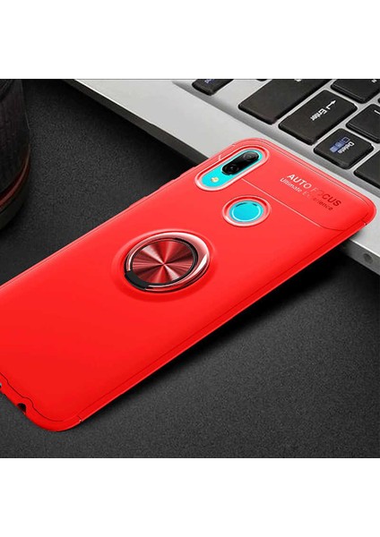 Huawei Y6 2019 Kılıf Kamera Çıkıntılı Renkli Yüzüklü Standlı Mıknatıslı Kapak (Ravel)