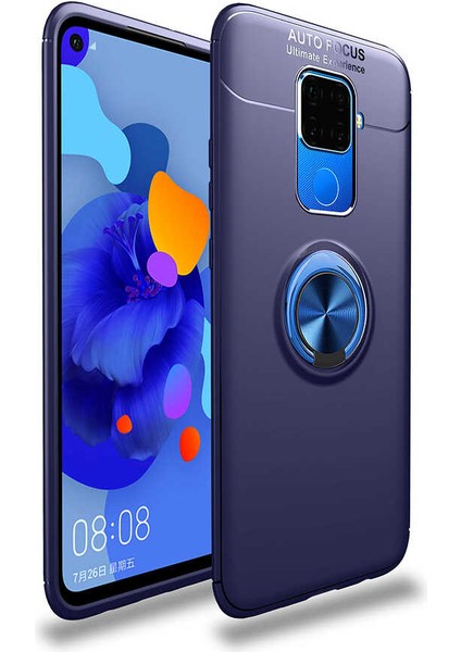 Huawei Mate 30 Lite Kılıf Kamera Çıkıntılı Renkli Yüzüklü Standlı Mıknatıslı Kapak (Ravel)