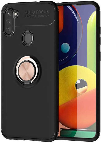 Samsung Galaxy A21 Kılıf Kamera Çıkıntılı Renkli Yüzüklü Standlı Mıknatıslı Kapak (Ravel)