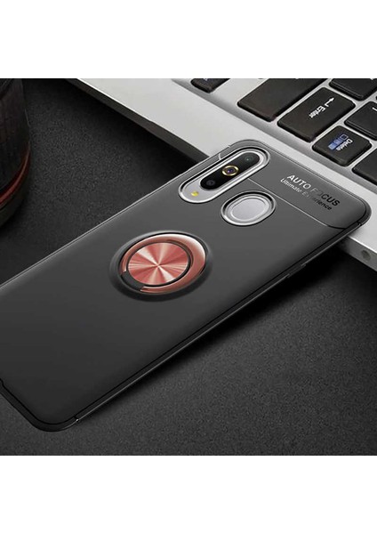 Samsung Galaxy A20S Kılıf Kamera Çıkıntılı Renkli Yüzüklü Standlı Mıknatıslı Kapak (Ravel)