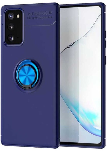 Samsung Galaxy Note 20 Kılıf Kamera Çıkıntılı Renkli Yüzüklü Standlı Mıknatıslı Kapak (Ravel)