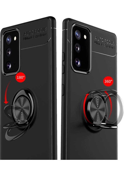Samsung Galaxy Note 20 Kılıf Kamera Çıkıntılı Renkli Yüzüklü Standlı Mıknatıslı Kapak (Ravel) indirimleri