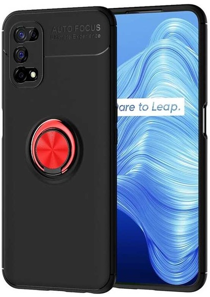 Realme 7 Pro Kılıf Kamera Çıkıntılı Renkli Yüzüklü Standlı Mıknatıslı Kapak (Ravel)