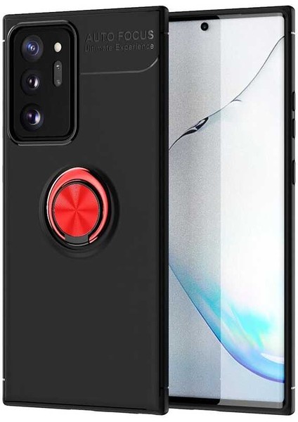 Samsung Galaxy Note 20 Ultra Kılıf Kamera Çıkıntılı Renkli Yüzüklü Standlı Mıknatıslı Kapak (Ravel)