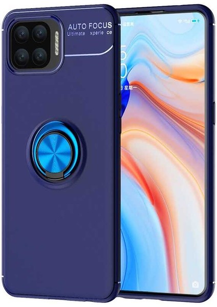 Oppo A73 Kılıf Kamera Çıkıntılı Renkli Yüzüklü Standlı Mıknatıslı Kapak (Ravel)