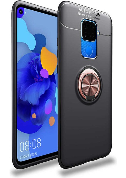Huawei Mate 30 Lite Kılıf Kamera Çıkıntılı Renkli Yüzüklü Standlı Mıknatıslı Kapak (Ravel)