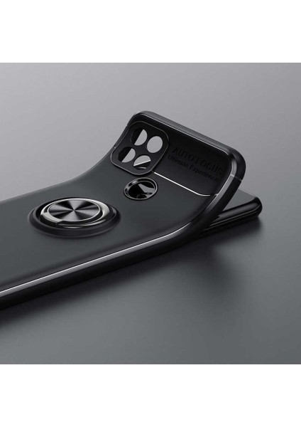 Oppo A15S Kılıf Kamera Çıkıntılı Renkli Yüzüklü Standlı Mıknatıslı Kapak (Ravel)
