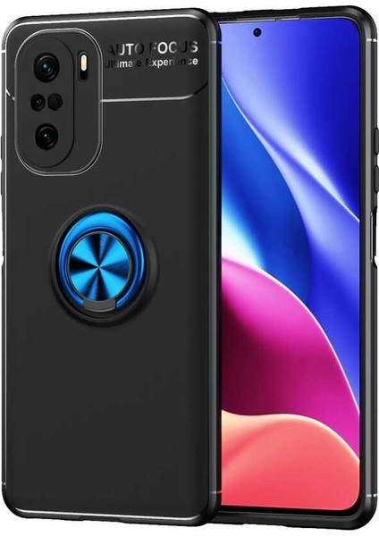 Xiaomi Redmi K40 Kılıf Kamera Çıkıntılı Renkli Yüzüklü Standlı Mıknatıslı Kapak (Ravel)