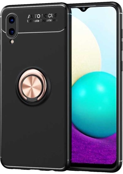 Samsung Galaxy A02 Kılıf Kamera Çıkıntılı Renkli Yüzüklü Standlı Mıknatıslı Kapak (Ravel)