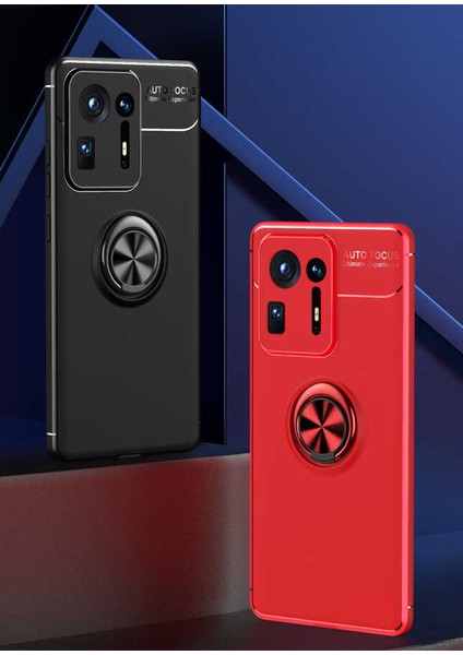 Xiaomi Mi Mix 4 Kılıf Kamera Çıkıntılı Renkli Yüzüklü Standlı Mıknatıslı Kapak (Ravel)