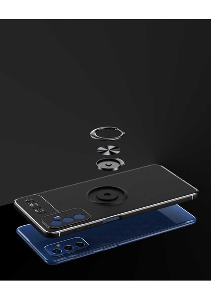 Samsung Galaxy M52 Kılıf Kamera Çıkıntılı Renkli Yüzüklü Standlı Mıknatıslı Kapak (Ravel) fırsatları