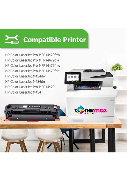 TonerMAX Hp 415A-W2030A Muadil Toner Siyah - Çipsiz / M455 / M480 / M454 / M478 / M479