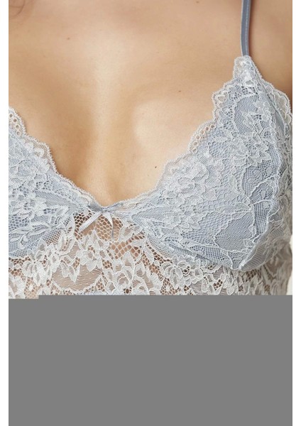 Saten Dantelli Gecelik 890 Mist