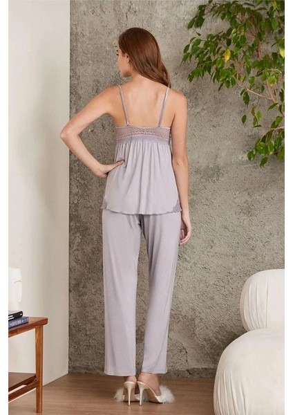 2820 Kadın Royal Dantelli Penye 3'lü Sabahlıklı Pijama Takım fırsatları