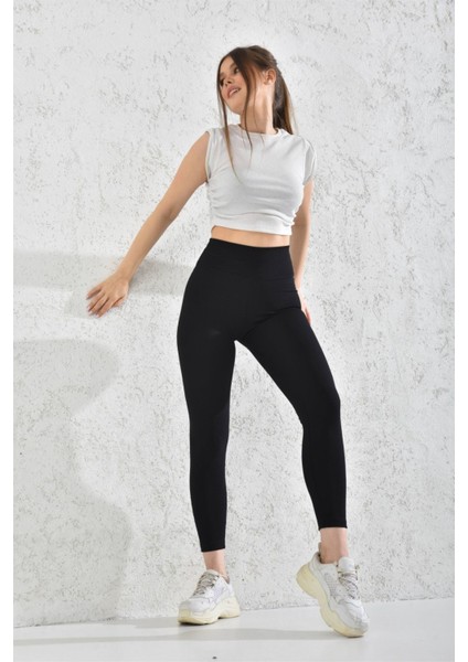 Bayan Fitilli Duble Kemer Siyah Renk Tayt