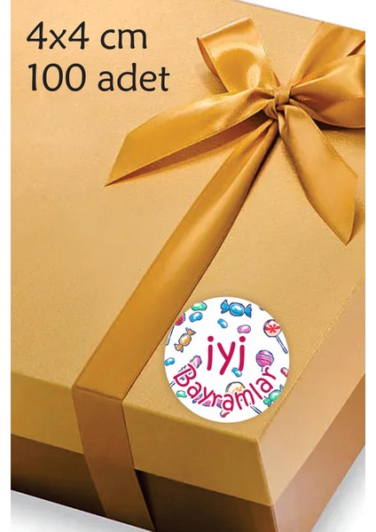 Iyi Bayramlar Ramazan Bayram Sticker Şeker Etiketi Ramazan Kurban 4 cm - 100 Adet
