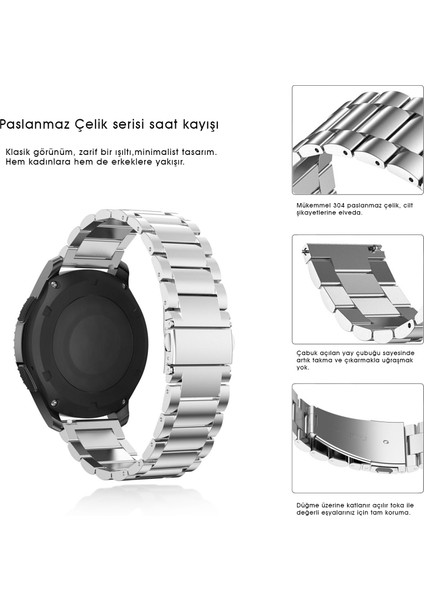 Galaxy Watch (46MM) Uyumlu Kordon Paslanmaz Çelik Kordon Ayarlama Aparatlı fiyatları