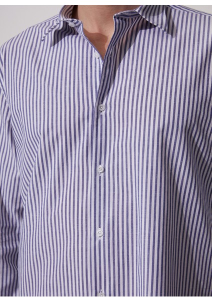 Gömlek Yaka Çizgili Lacivert Erkek Gömlek cm Lucıano fırsatları