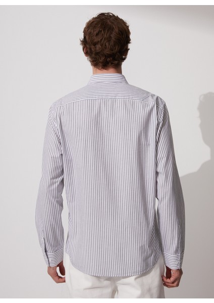 Gömlek Yaka Çizgili Haki Erkek Gömlek cm Lucıano fırsatları