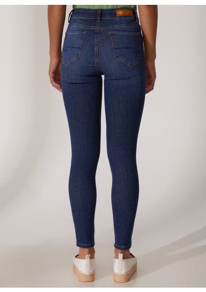 Orta Bel Dar Paça Skinny Fit Kadın Denim Pantolon 232 Lcf 121006 Jamy Loren Blue Mıd